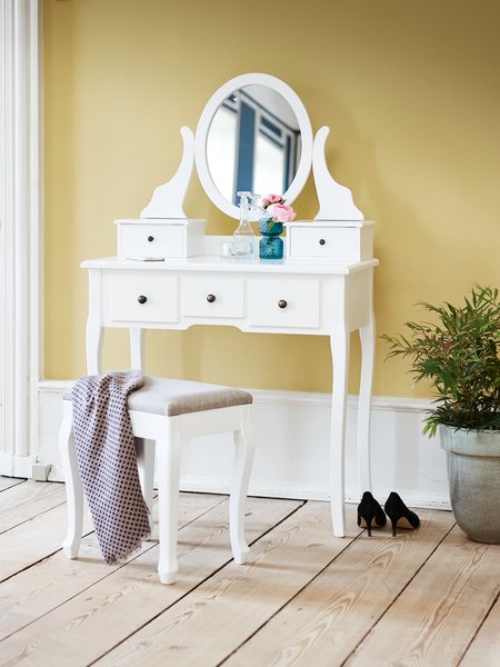 Dressing table MALLING w/mirror 5 drawers white