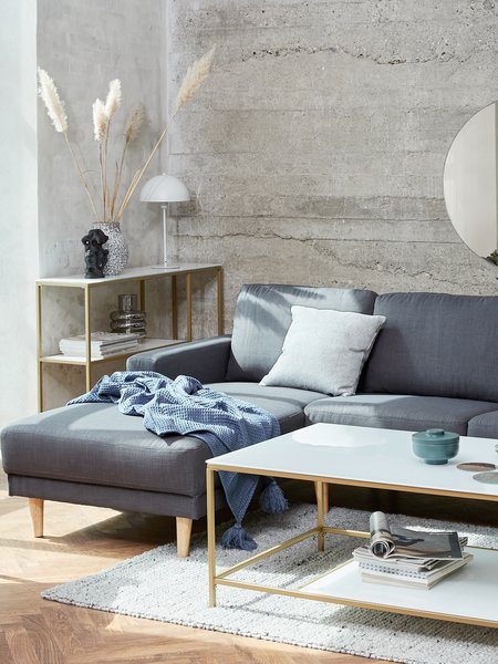 Sofa EGENSE Chaiselongue Stoff dunkelgrau