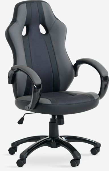 Gaming chair AGGESTRUP grey faux leather/black mesh