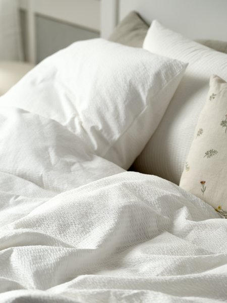 Seersucker duvet cover set TINNE King white