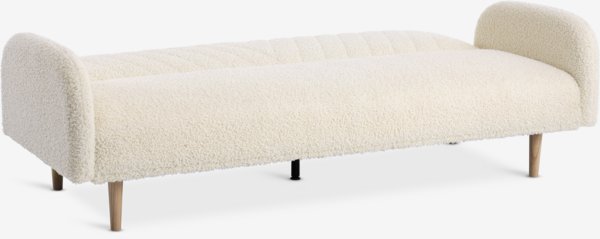 Sofa bed PARADIS off-white teddy/oak colour