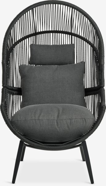 Fauteuil lounge HALVREBENE noir