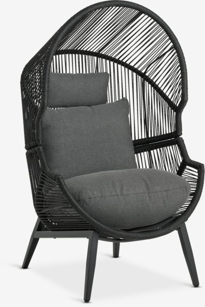 Fauteuil lounge HALVREBENE noir