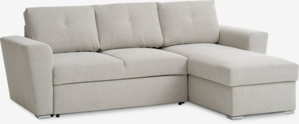 Sofá cama con chaise longue VEJLBY tela arena claro