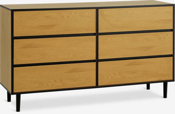 3+3 drawer chest ODENSE oak colour/black