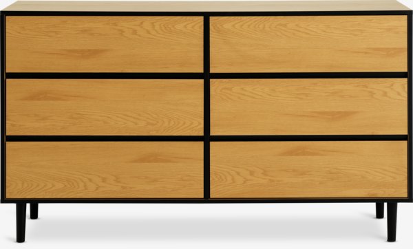 3+3 drawer chest ODENSE oak colour/black