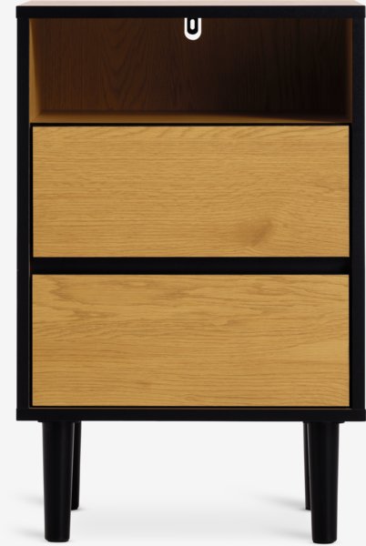 Bedside table ODENSE 2 drawers oak colour/black