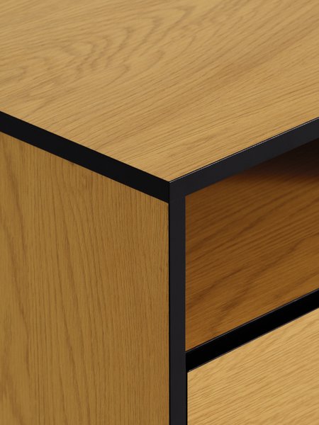 Bedside table ODENSE 2 drawers oak colour/black