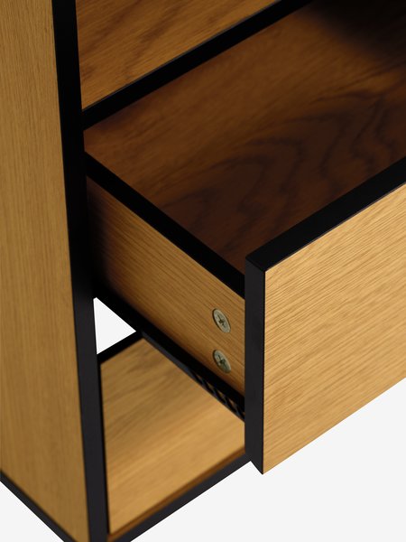 Bedside table ODENSE 2 drawers oak colour/black