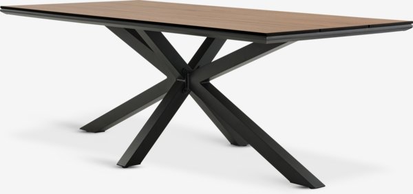 YPNASTED L215 bord natur + 4 LOMMA stol sort