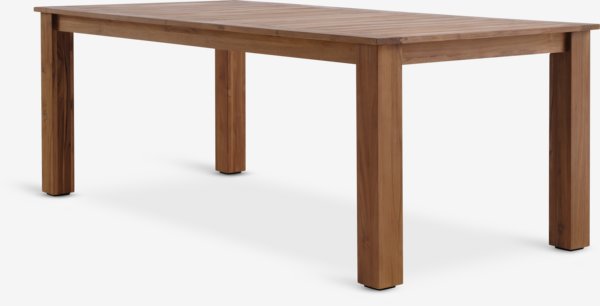 DRAMMEN L210 tafel teak + 4 FJELLERUP stoelen naturel