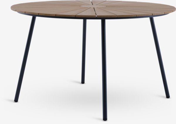 Table RANGSTRUP Ø130 noir + 4 chaises ILDERHUSE naturel