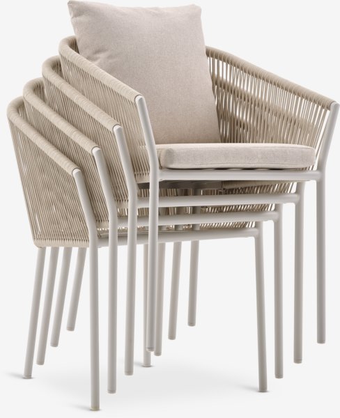 SANDVIG Ø120 Tisch + 4 BRAVA Stühle beige