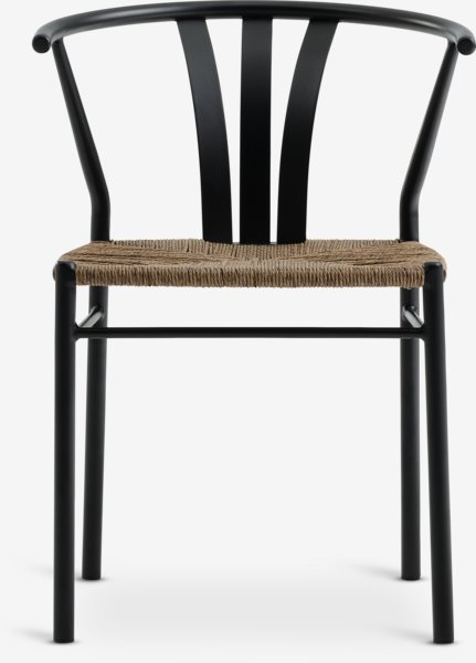 Table bistrot HOBRO L70 gris + 2 chaises TAGMARK noir