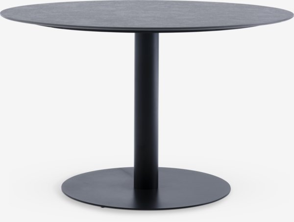 VAMDRUP Ø120 tafel grijs + 4 NABE stoelen zwart