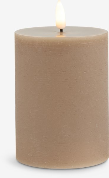 LED pillar candle DANTE D8xH10cm beige