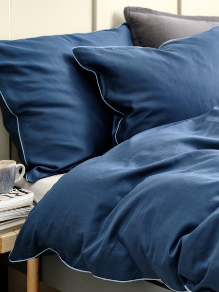 Sateen duvet cover set SANNA King dark blue