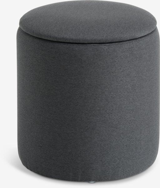 Pouf GISLEV Ø36 a/rangement tissu asphalte