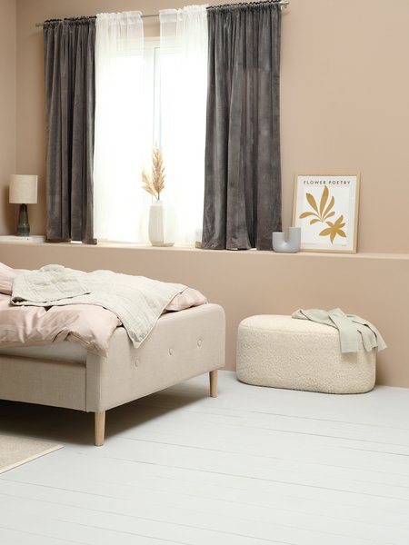 Sengeramme KONGSBERG 140x200cm beige stoff