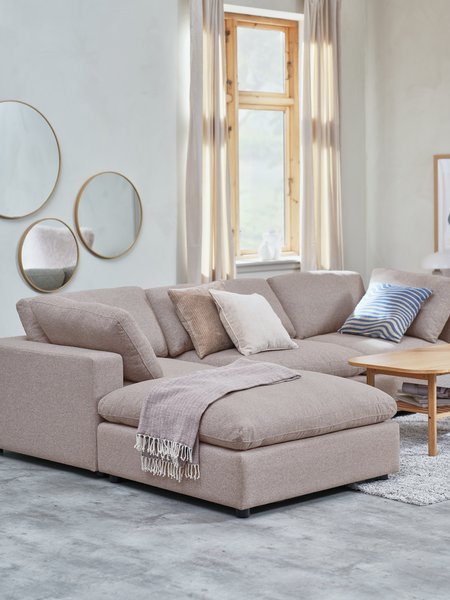 Modular sofa LUNDBY 3 seater chaise longue sand fabric