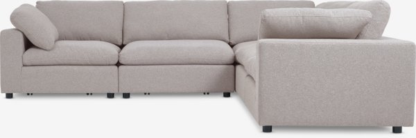 Modular sofa LUNDBY 5 seater corner sand fabric