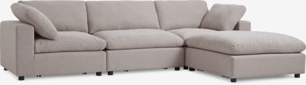 Modular sofa LUNDBY 3 seater chaise longue sand fabric