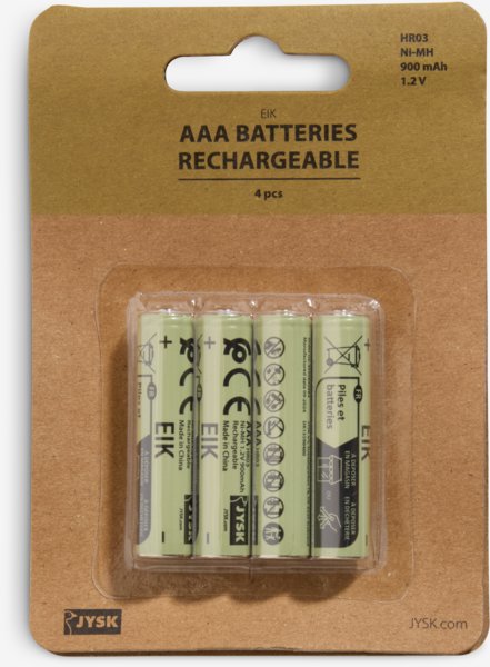 Oppladbare batterier EIK AAA 4 stk/pk