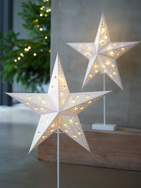 Kerstster GULDTOP Ø43xH66cm wit met LED