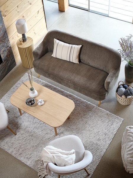 Fauteuil THORUP tissu beige/coloris chêne