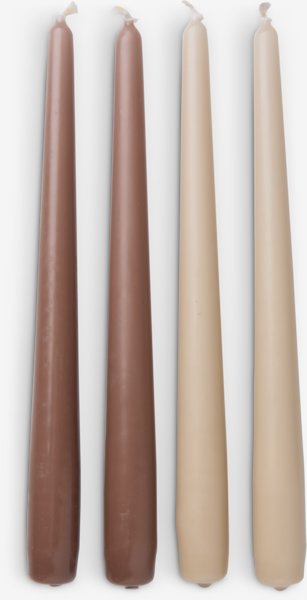 Candle HEINO beige/brown H25cm pack of 4