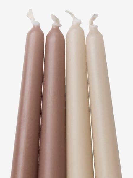 Candle HEINO beige/brown H25cm pack of 4