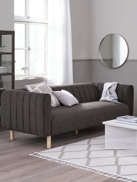 Sofa MAGLEBY 3-Sitzer Stoff dunkelbraun/ eichenfarben