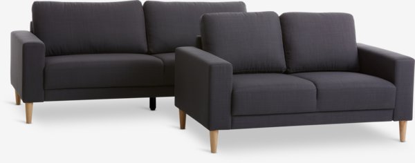 Sofa EGENSE 2 seater dark grey fabric