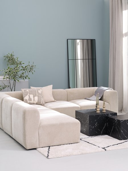 Modular sofa SKEJBY 5 seater corner sand fabric