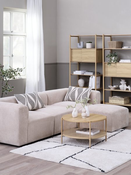 Modular sofa SKEJBY 3 seater with pouffe sand fabric