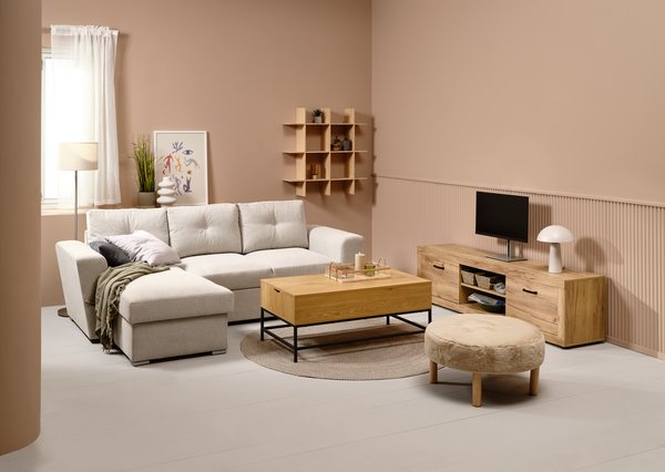 TV bench LINTRUP 2 doors natural oak colour