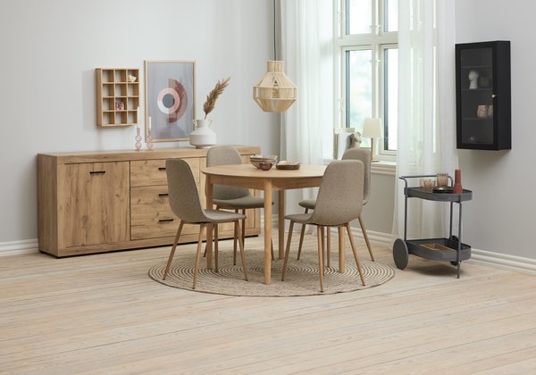 MARSTRAND D110 table oak + 4 UK BISTRUP chairs sand