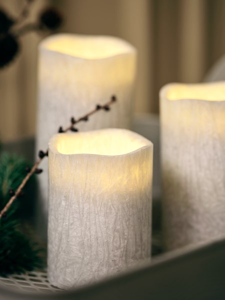 LED sviečka LAVA biela LED 3 ks/bal.