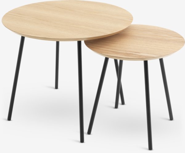 Tavolino NYBO Ø55 colore rovere/nero