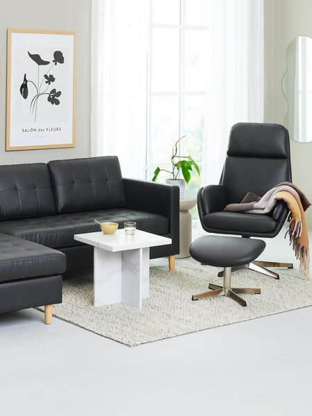 Fauteuil inclinable a/repose-pieds TANKEDAL noir