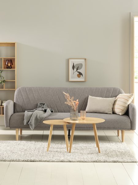 Bäddsoffa PARADIS ljusgrått tyg/ekfärgad