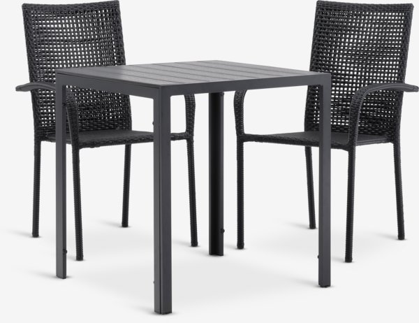 JERSORE L70 table + 2 FUGLEBJERG chair black