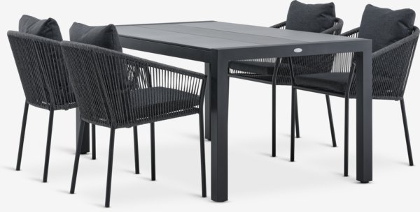 HAGEN L160 table + 4 BRAVA chaises gris