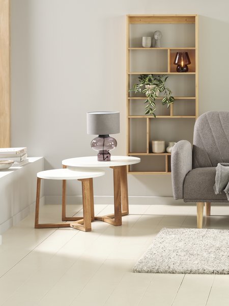 Tavolini sovrapponibili SVENSTRUP bianco/rovere 2 pezzi