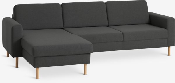 Sofa m/sjeselong SVALBARD mørk grå