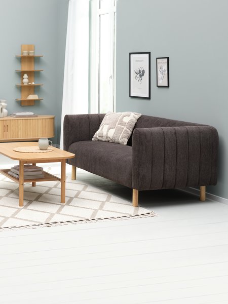 Divano MAGLEBY 3 posti tessuto marrone scuro/color rovere