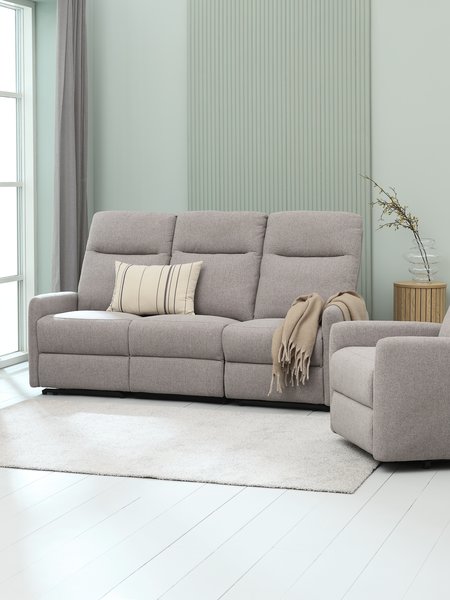 Sofa VONSILD 3-seater electric reclining light grey