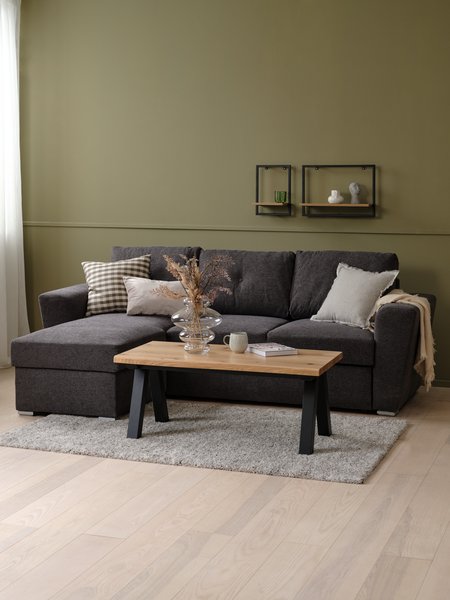 Schlafsofa Chaiselongue VEJLBY Stoff dunkelgrau