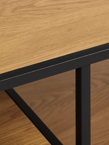 Couchtisch TRAPPEDAL 90x60 2 Fächer eiche/schwarz
