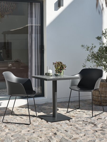 Table bistrot STENUNGSUND L60 gris + 2 chaises SANDVED noir